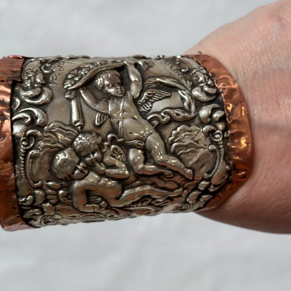 Gorham Sterling Silver Cherub Cuff Copper Cherubim Angel Antique 925 Victorian - Picture 4 of 8